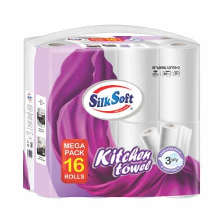 Silk Soft եռաշերտ խոհանոցային սրբիչ 16 հատ